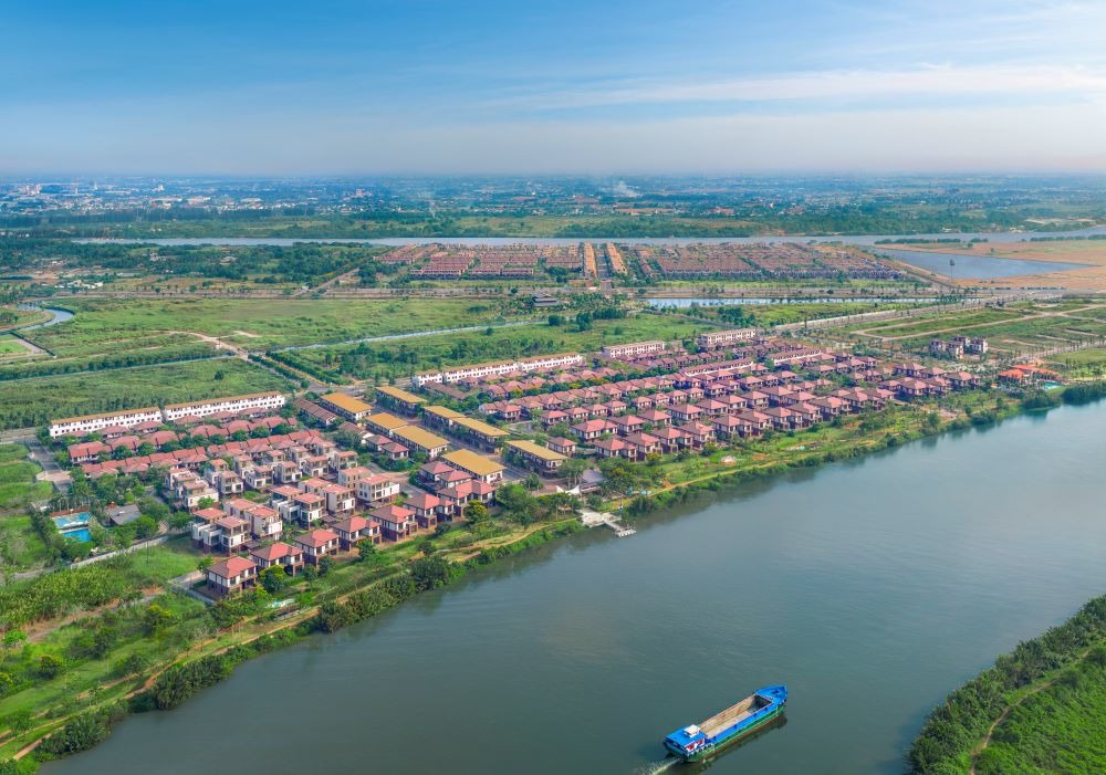 Các khu đô thị của Nam Long với tỷ lệ lớn là mảng xanh, mặt nước. Trong hình là khu đô thị Waterpoint