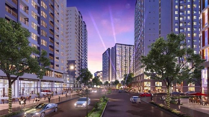 Đại lộ thương mại có lộ giới 42m là trung tâm của dự án căn hộ Akari City sôi động, sầm uất